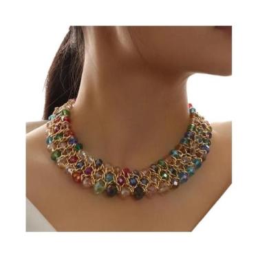 Imagem de Colar Choker Multicamadas De Cristal Colorido Para Mulheres, Bijuteria