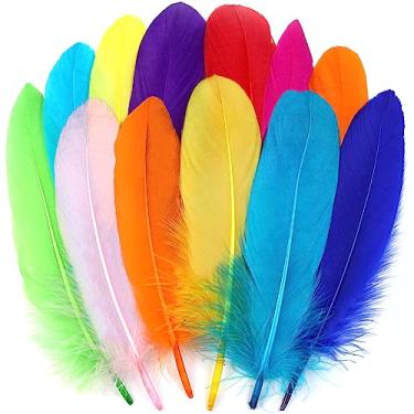 Imagem de Ballinger Penas coloridas de ganso para artesanato – 120 peças de penas coloridas artesanais de 15 a 20 cm para artesanato faça você mesmo, asas de anjo, apanhador de sonhos e decoração de festa de casamento