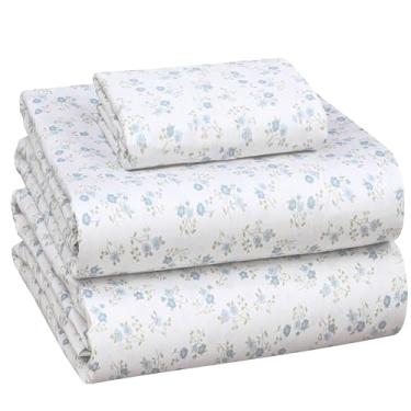 Imagem de RUVANTI Jogo de cama solteiro 100% algodão, tecido acetinado macio e sedoso para uma sensação de hotel de luxo, bolso profundo de 40,64 cm, refrescante, respirável e durável, 3 peças, estampa florida