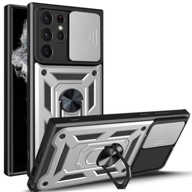 Imagem de Capa para Samsung Galaxy S25/S25 Plus/S25 Ultra, Capa de suporte de anel magnético com proteção de câmera de tela Capa anti-riscos