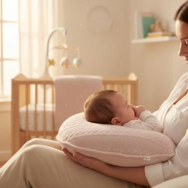 Imagem de Almofada de Amamentação em Tricot com Zíper Formato em U 37x45x13cm Enchimento Siliconado Hipoalergênica Rosa
