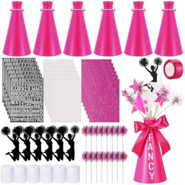 Imagem de Weysat 6 conjuntos de megafone de torcida a granel decoração de festa de torcida para festa espírito de equipe em suas mãos, brinquedo de barulho, faça-você-mesmo, megafone de plástico para jogos de