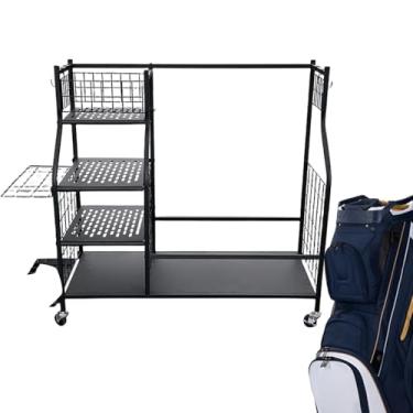 Imagem de Organizador De Saco De Golfe,Suporte Organizador Para Golfe | Armazenamento Extra Grande Com Rodas Para Equipamento - Bolsas Acessórios Bolas Para Espaços Interiores E Exteriores