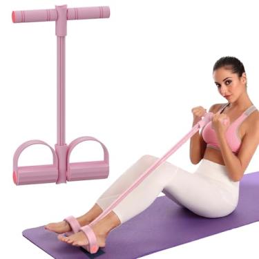 Imagem de 21 faixas de resistência fitness - extrator de tornozelo de pedal de 6 tubos, faixa de resistência do pedal do pé, equipamento de exercício para treinamento de braço e perna, rosa