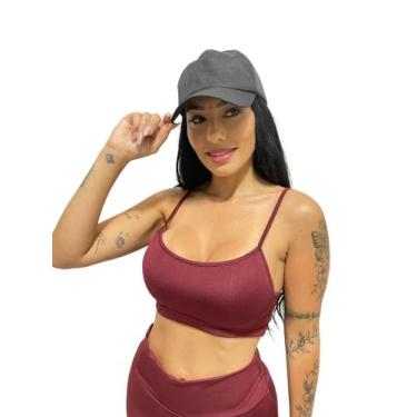 Imagem de top alça fina feminino com bojo removível fitness academia - TB modas,