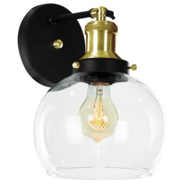 Imagem de Arandela Château Bola Media Vidro Preto c/ Dourado 20cm - MARRYLUZ