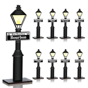 Imagem de 6 peças de decoração de mesa de madeira de carnaval Nova Orleans lâmpada poste centro de mesa de mesa de madeira poste artigos de festa de rua para decoração de mesa de carnaval festa de aniversário