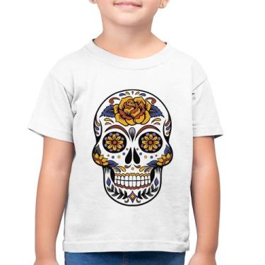 Imagem de Camiseta Algodão Infantil Caveira Mexicana - Foca na Moda, Branco, 10