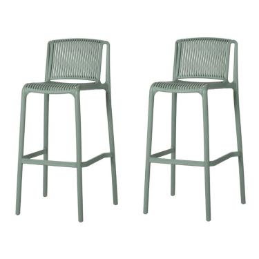 Imagem de Kit 2 Banquetas Empilhável Floripa Fratini 100 cm (Altura) em Polipropileno Cor Verde Aloe