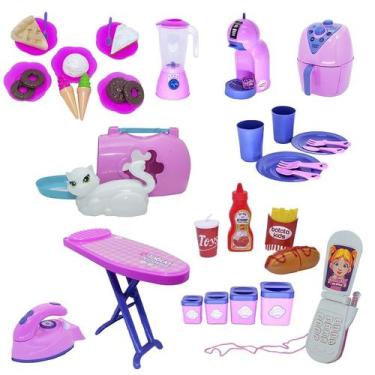 Imagem de Kit Casinha Celular Gatinho Doceria Air Fryer Cafeteira 41pç - Ark Toy