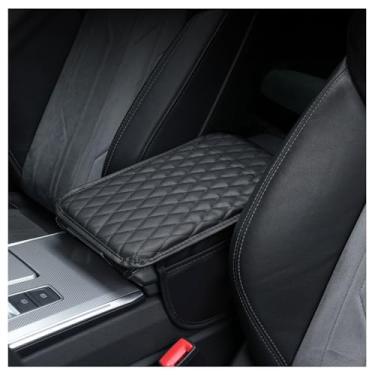 Imagem de ANIS·KEAAR Capa de couro atualizada para console central de carro | Almofada de apoio de braço com 2 bolsas de armazenamento | Ajuste universal para a maioria dos veículos (preto)