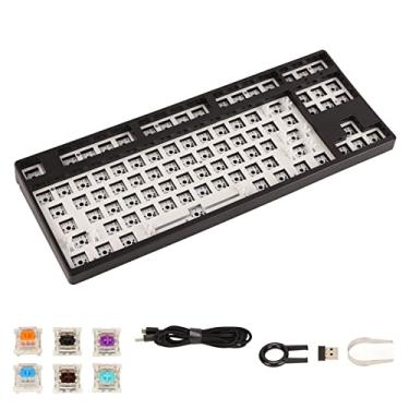 Imagem de Teclado Mecânico de 87 Teclas, Kit DIY de Teclado de Jogo Personalizado Interruptor de Layout TKL Teclado Retroiluminado RGB Teclado Mecânico Modular Hot Swap para DIY(Black)