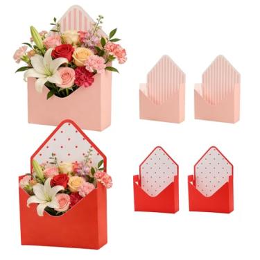 Imagem de Caixas de envelope dos namorados, caixa de presente de envelope vermelho para dia dos namorados, papel de embrulho de flores, caixas românticas, presente para aniversário de festa de casamento