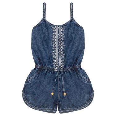 Imagem de Macacão Juvenil Look Jeans Short Jeans - UNICA - 14-Feminino