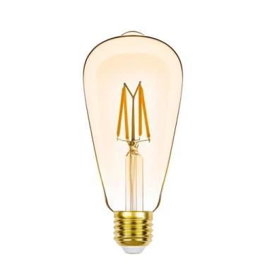 Imagem de Lâmpada Filamento Led St64 6W Bivolt E27 Ambar Vidro Marrom - SADOKIN,