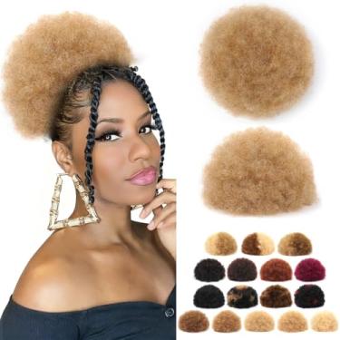 Imagem de HBKRF Rabo de cavalo afro para mulheres negras cabelo humano virgem brasileiro 20 cm #27 Loiro mel durável natural macio e suave Afro Chignon Hairpieces