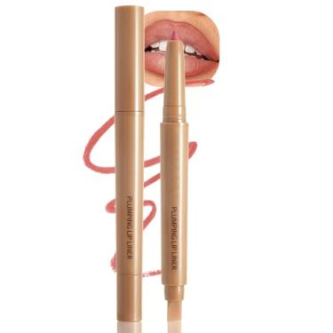 Imagem de Lápis delineador labial fosco com borrões, fórmula de lipliner cremoso à prova d'água para definir e esculpir lábios, giz de cera labial à prova de beijos para maquiagem natural e volumosa (02 corais)