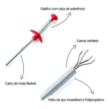 Imagem de Desentupidor Com Garra Limpa Pias Ralos Canos E Vasos - Nebi Magazine