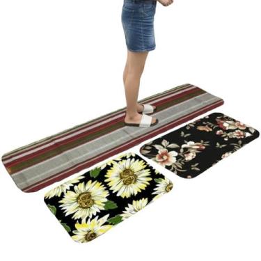 Imagem de Conjunto de Passadeiras de Cozinha Antiderrapantes e Estampadas com 3 