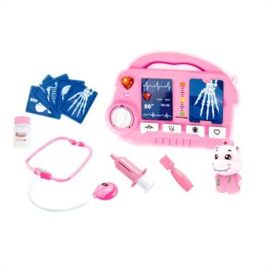 Imagem de Brinquedo Infantil Kit Médico Raio X Rosa com Fichas Estetoscópio Aces