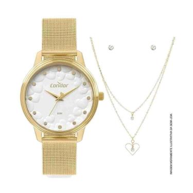 Imagem de Kit Relógio Condor Dourado Feminino Copc21Jla/K4B