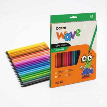 Imagem de Caixa Com 24 Lápis De Cor Sextavado Reciclado Bazze Wave Marcação Colo