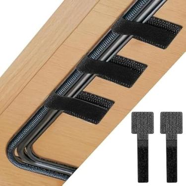 Imagem de Organizador de cabos 10 peças - alças reutilizáveis de gancho e laço, clipes de cabo adesivos, organizador de cabos aderentes para mesa, uso doméstico (10 peças preta)