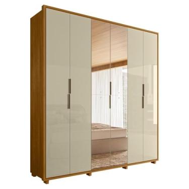 Imagem de Guarda Roupa Casal Matisse 6 Portas Com Espelho Mdf 210 cm Cumaru Opala Madetec