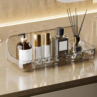 Imagem de Rack de armazenamento de parede de acrílico transparente, organizador de seção dupla de tamanho grande para banheiro e cosméticos, 24 cm x 24 cm, decoração moderna de banheiro