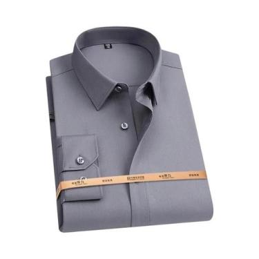 Imagem de Camisa Masculina De Manga Longa Em Fibra De Bambu Preta 5XL 6XL 7XL 8X