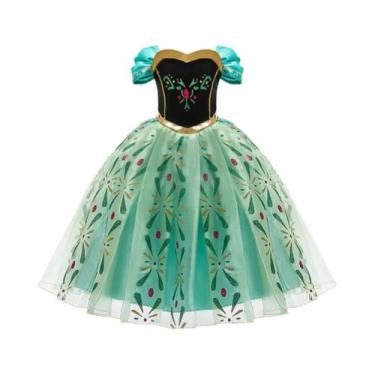 Imagem de Fantasia Infantil De Princesa Anna Com Estampa Completa Para Cosplay, 