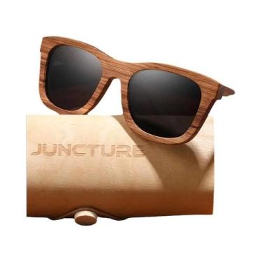 Imagem de Óculos De Sol Quadrados Vintage Unissex Em Madeira De Bambu, Marca De 