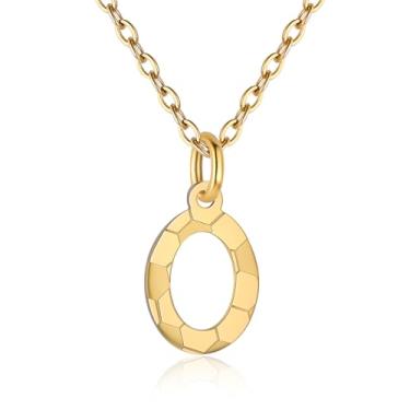 Imagem de RUOOUY Colar feminino com inicial de futebol banhado a ouro 18K, pingente de letra A-Z, joia de futebol, acessórios esportivos, presente de Natal para namorada, filha, Aço inoxidável, Sem Pedra