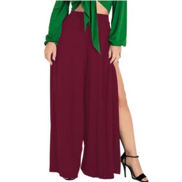 Imagem de Calça Envelope Feminina Fendas Laterais Cintura Alta Tribo Livre, Bord