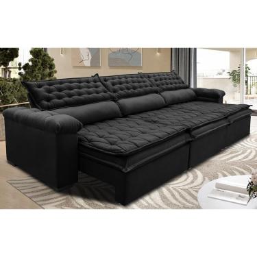 Imagem de Sofá Retrátil E Reclinável 4,12m Molas Ensacadas Cama Inbox Botonê Espuma Viscoelástico Preto