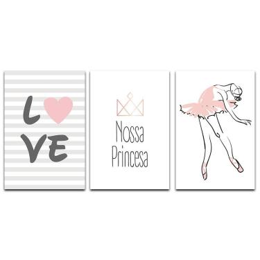 Imagem de Kit Placas Quadros Decorativos 3 Peças 20x30 Menina Love
