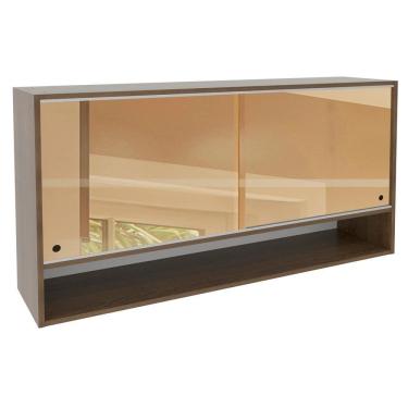 Imagem de Armário Aéreo 2 Portas de Correr Vidro 1 Nicho Rustic Madesa