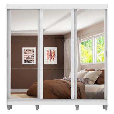 Imagem de Guarda Roupa Napoli 3 Portas de Espelho 8 Pés Branco Madesa