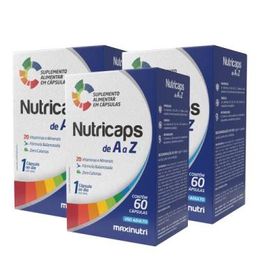 Imagem de Kit 3 Nutricaps A a Z Polivitaminico 60 Capsulas Maxinutri