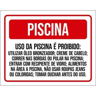 Imagem de Kit 5 Placa Acm Piscina Uso Proibido 18X23 - Sinalizo