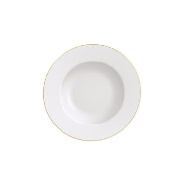 Imagem de Prato Raso Filetado Tramontina Elisa Em Porcelana Com Borda Dourada 28 Cm Tramontina