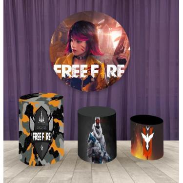 Imagem de Painel Redondo 1,50m E Trio Capa De Cilindro Free Fire Mod.8 - Fantasi