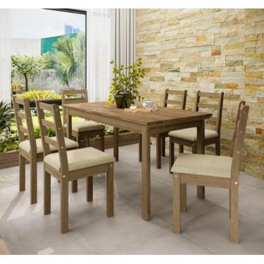 Imagem de Conjunto Sala de Jantar Área Externa 6 Lugares Mesa Retangular Madeira