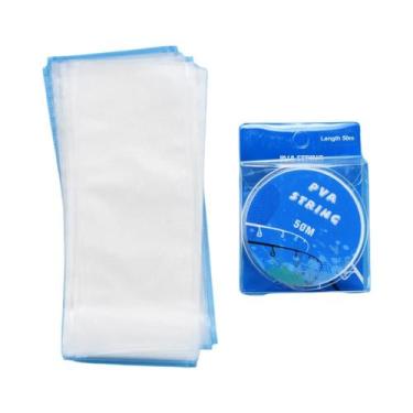 Imagem de Saco De Pesca PVA Solúvel Em Água 200 Peças Com Corda De 20m 50m Para 