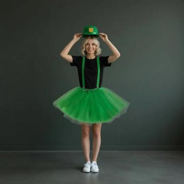 Imagem de Kit Fantasia Saint Patrick Day Chapéu Suspensório E Saia - Pink Flamin