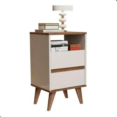 Imagem de Mesinha de Cabeceira Cama Lateral Like Pequena 2 Gavetas e Nicho Canto