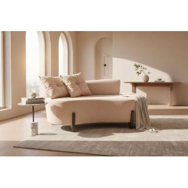 Imagem de Namoradeira Sofá Feijão Luna 130cm Orgânica Veludo Bege - Mansão Decor