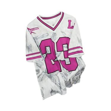 Imagem de Camiseta Masculina De Verão Com Decote Em V Casual Esportiva Respiráve