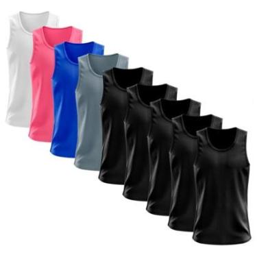 Imagem de Kit 9 Regata Dry Lisa Básica Proteção Solar UV Térmica Camiseta Treino Academia Ciclismo Regatas-Masculino