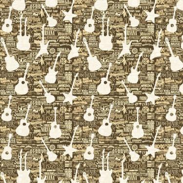 Imagem de Papel De Parede Adesivo Preto Memorial Guitarra Decorativo